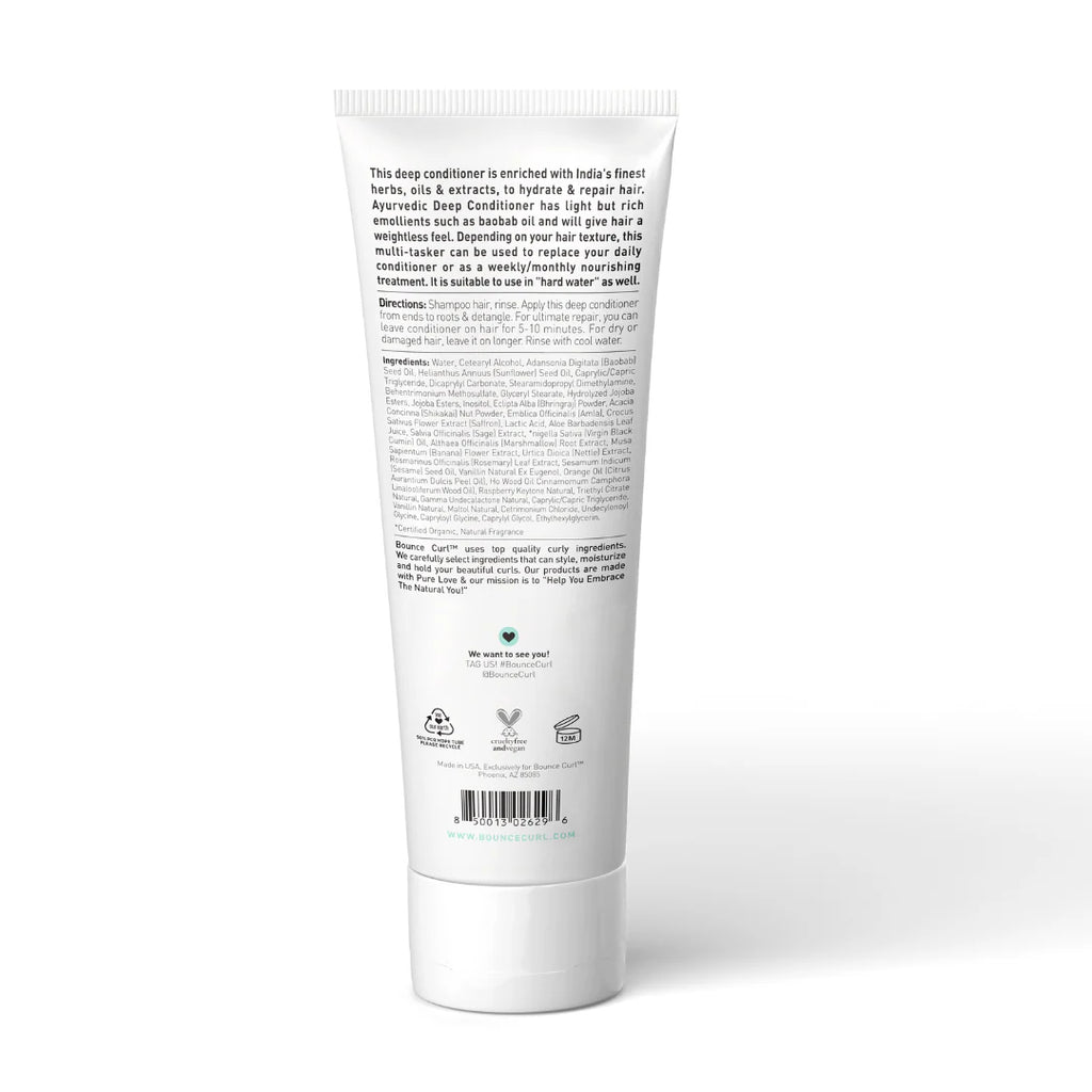 Bounce Curl Ayurvedic Deep Conditioner 237ml - back of bottle