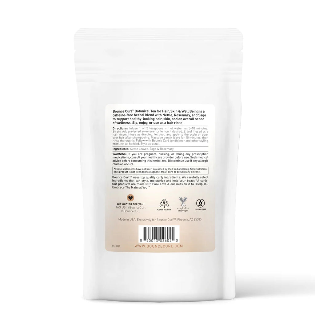 Bounce Curl Botanical Tea for Hair, Skin & Well Being 2oz  Product Back