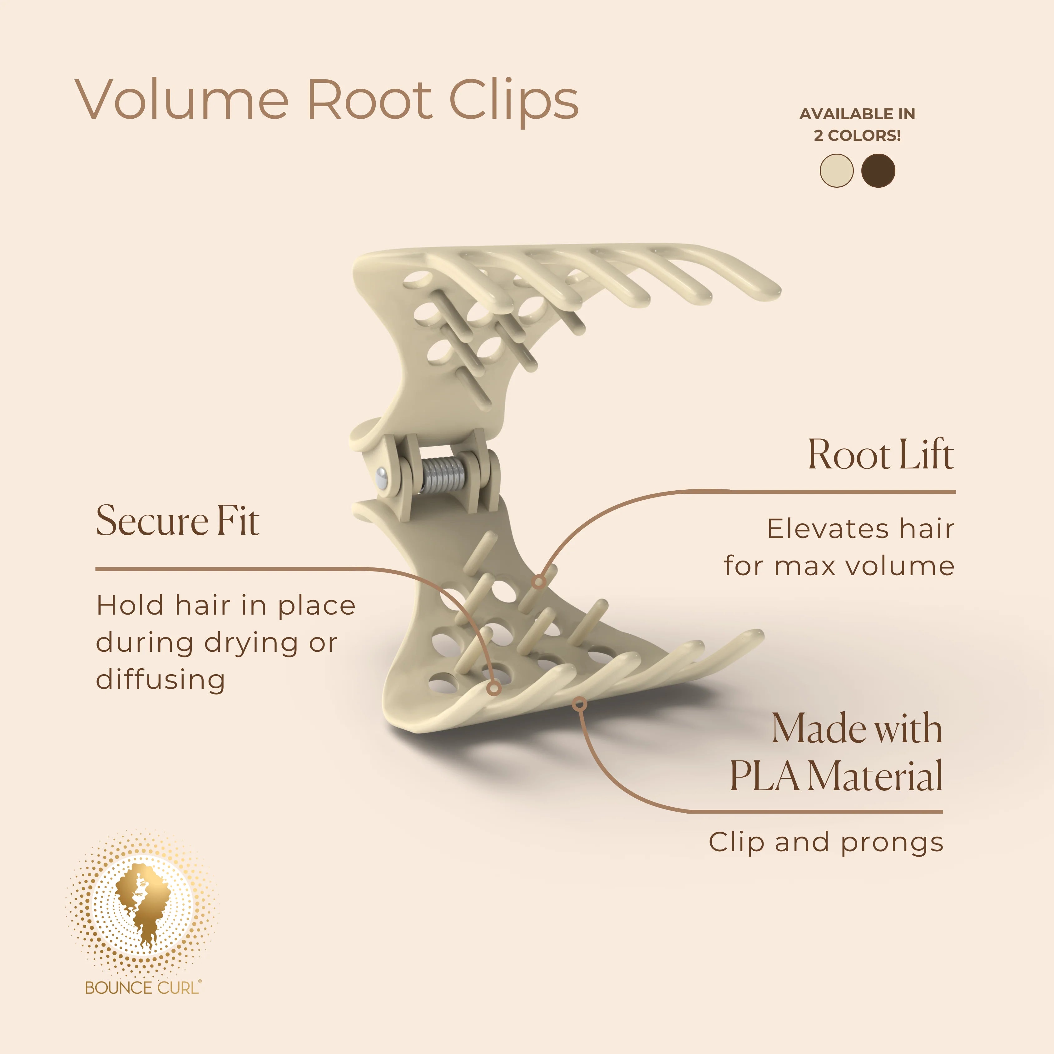 Bounce Curl Volume Root Clips - Tan - Benefits