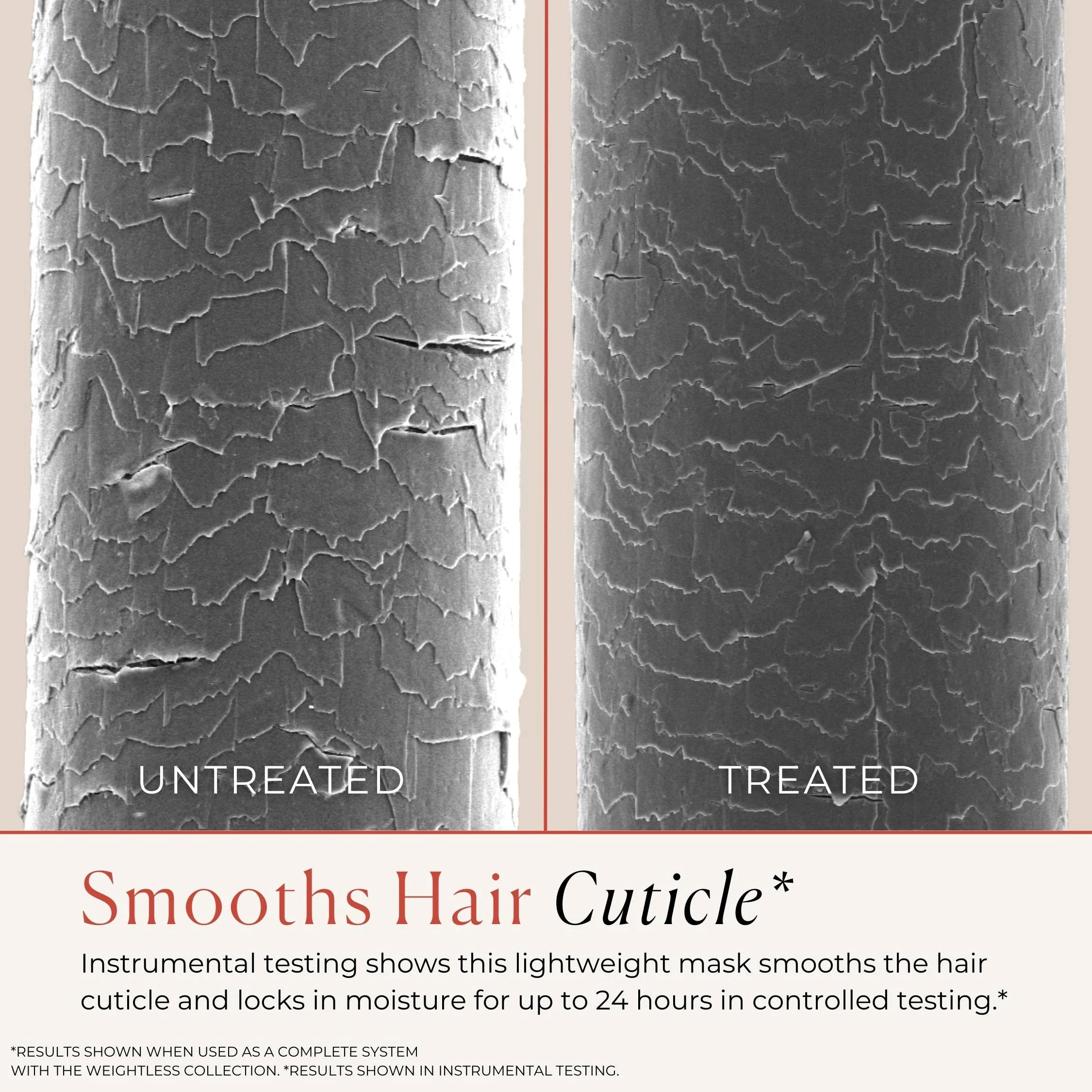 Bounce Curl Weightless Conditioning Mask - treated vs untreated hair strand comparison